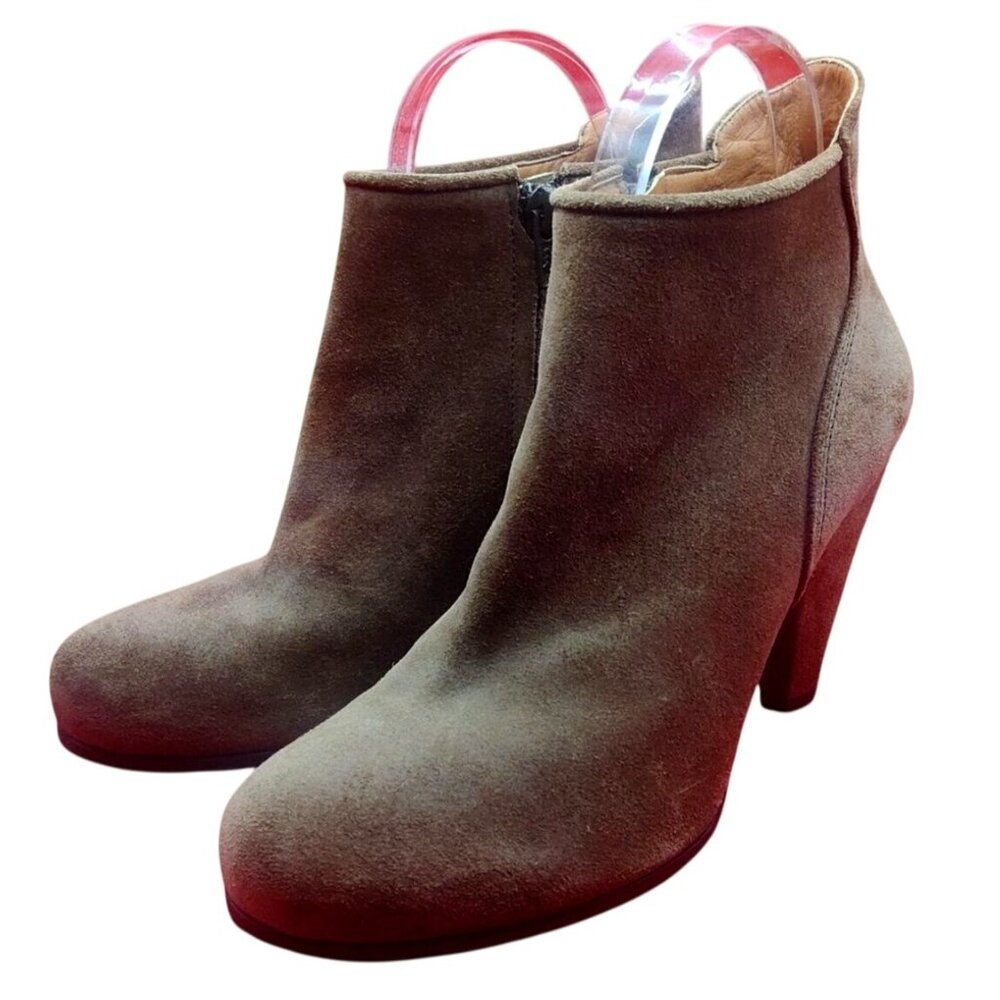 Coclico Anthropologie Women's Brown Size 7/37.5 Suede Ankle Booties Side Zipper